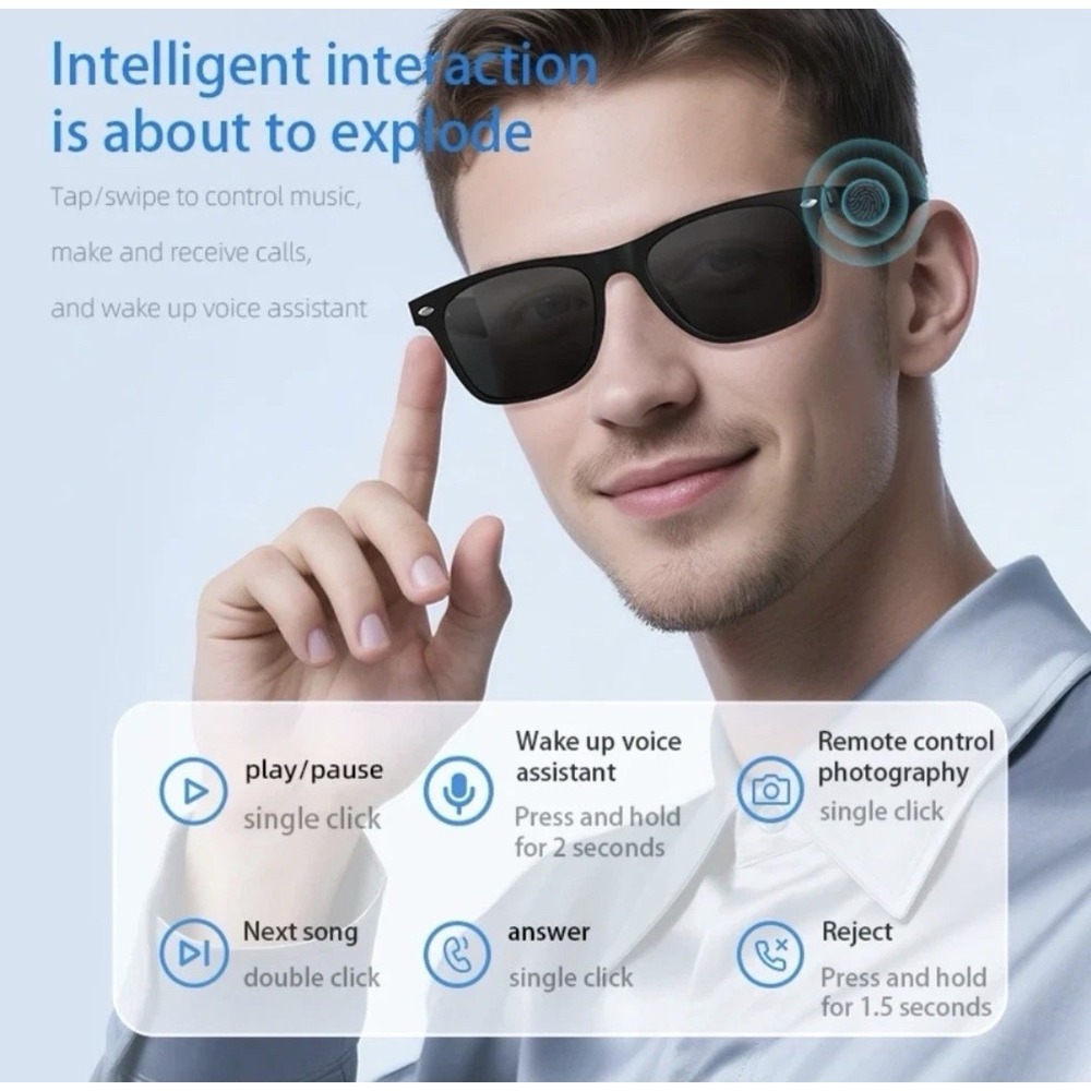 NIB 🔥 DMES AI Smart Glasses Microphone Calling Hands Free Sealed In Box Black - Picture 2 of 8